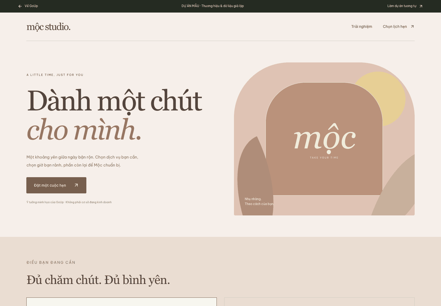 Mộc Studio — Website đặt lịch — dự án mẫu