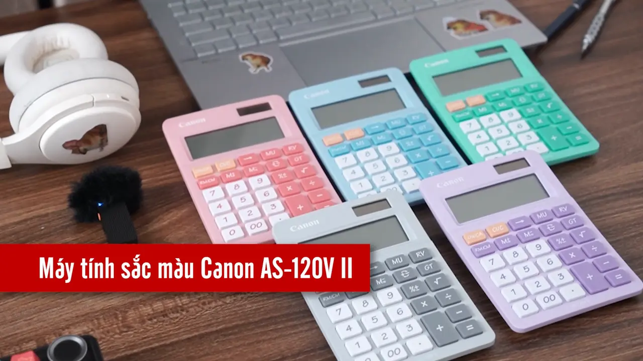 Máy tính cầm tay Canon AS-120V II đa sắc màu - Màu Pastel trẻ trung, hiện đại, tinh tế · trích đoạn 35s